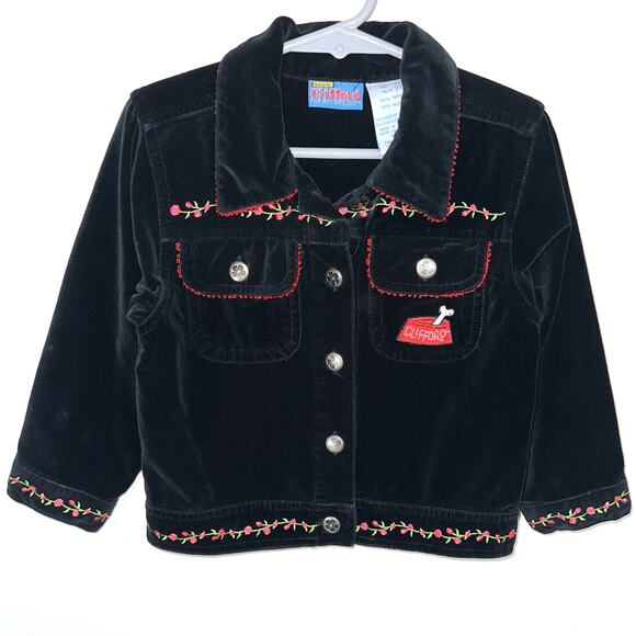 Rare Vintage Y2K Clifford The Big Red Dog Black Velour Scholastic Jacket Size 3T - Picture 3 of 13